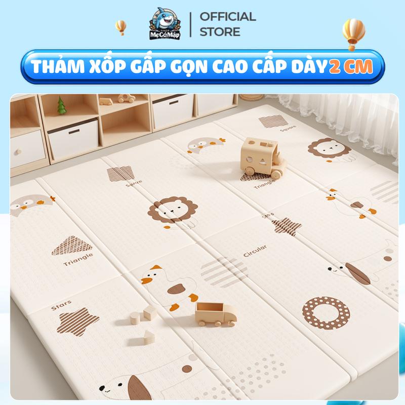 Thảm Gấp Gọn Cao Cấp Dày 2cm, Thảm Xốp XPE Êm Ái Chống Trơn Trượt An Toàn Cho Bé Tập Bò