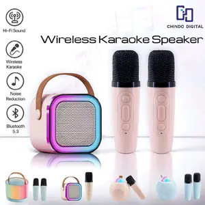 Speaker Mini Bluetooth Karaoke Portable dengan 2 MIC dan Player MP3 - Tv, Handphone Wireless Bass