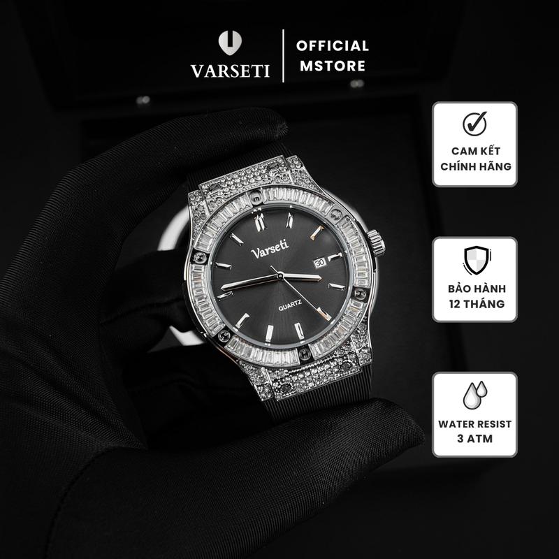 [ MS STORE] Đồng Hồ Nam Varseti Phiên Bản Đính Đá Cao Cấp Thời Trang, mặt sz 40mm tay vừa Sang Trọng - M78