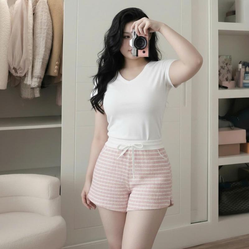  Áo form rộng cổ tim 34AT086 áo thun trơn tay ngắn đơn giản trẻ trung phù hợp đi chơi đi làm 