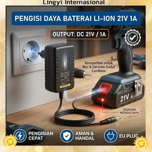 Adaptor Charger Cas Mesin Bor Cordless Drill Gerinda Jet Cleaner 21V-12V 1A COD