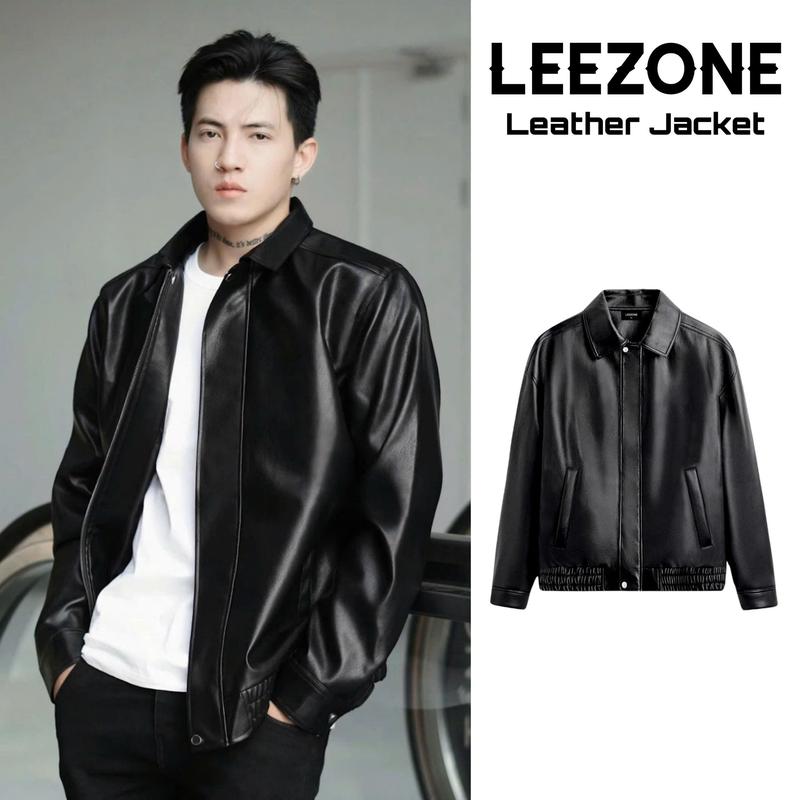 Áo khoác Da PU nam LeeZone dày đẹp cao cấp | Da PU chun gấu
