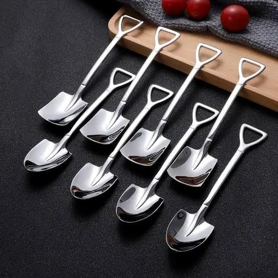Sendok Bentuk Skop Tebal Premium Besi Stainless / Sendok Dessert / Sendok Puding Kue Skop 4