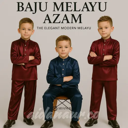 AIDANUR-Baju koko anak laki laki satu set baju melayu pria teluk belanga khas melayu baju muslim anak