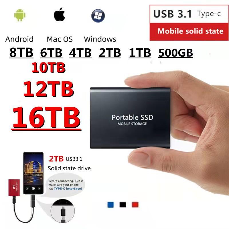 Ổ cứng thể rắn di động SSD 16TB 12TB 8TB 4TB 2TB 1TB Ổ cứng thể rắn di động