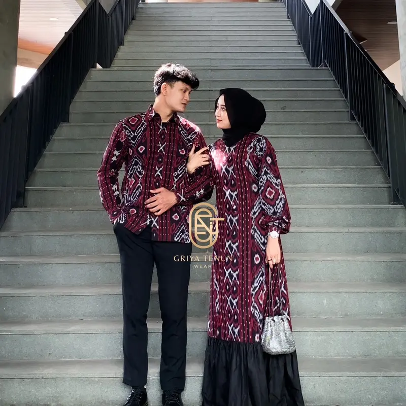 READY STOCK BAJU TENUN AZURA MARUN - BAJU TENUN LEBARAN - BAJU TENUN KONDANGAN 0