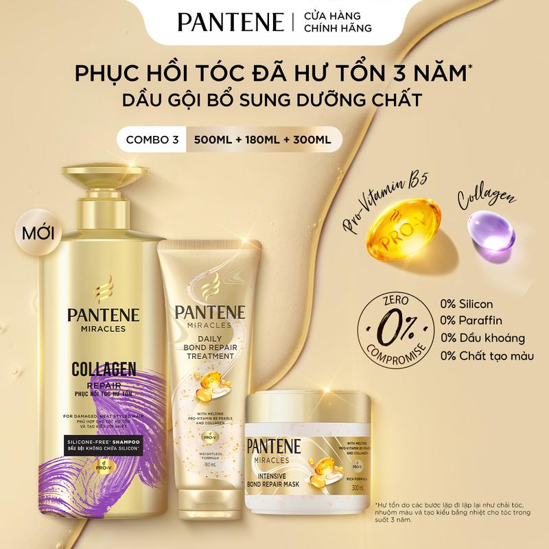 Combo Gội + Xả PANTENE MIRACLES - Gội Không Silicone & Xả Siêu Dưỡng - 500ML+…