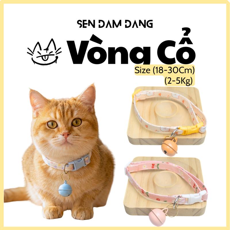 Vòng Cổ Vải Charm Chuông Cho Mèo Size 18-30cm