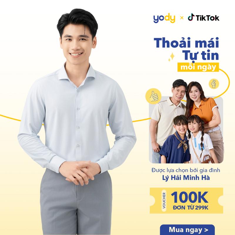 YODY Áo Sơ Mi Tay Dài Nam Knit Kẻ Sọc Hạn Chế Nhăn SMM7019