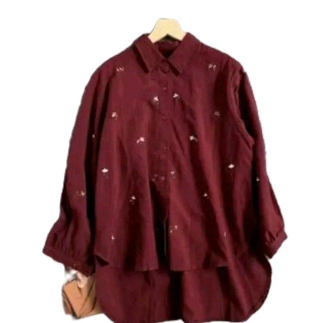 Valynia Top Blouse Bordir | Kameja Atasan Wanita | Kameja Bouse Kekinian Remaja Casual Outfit Bahan Linen Rami 5