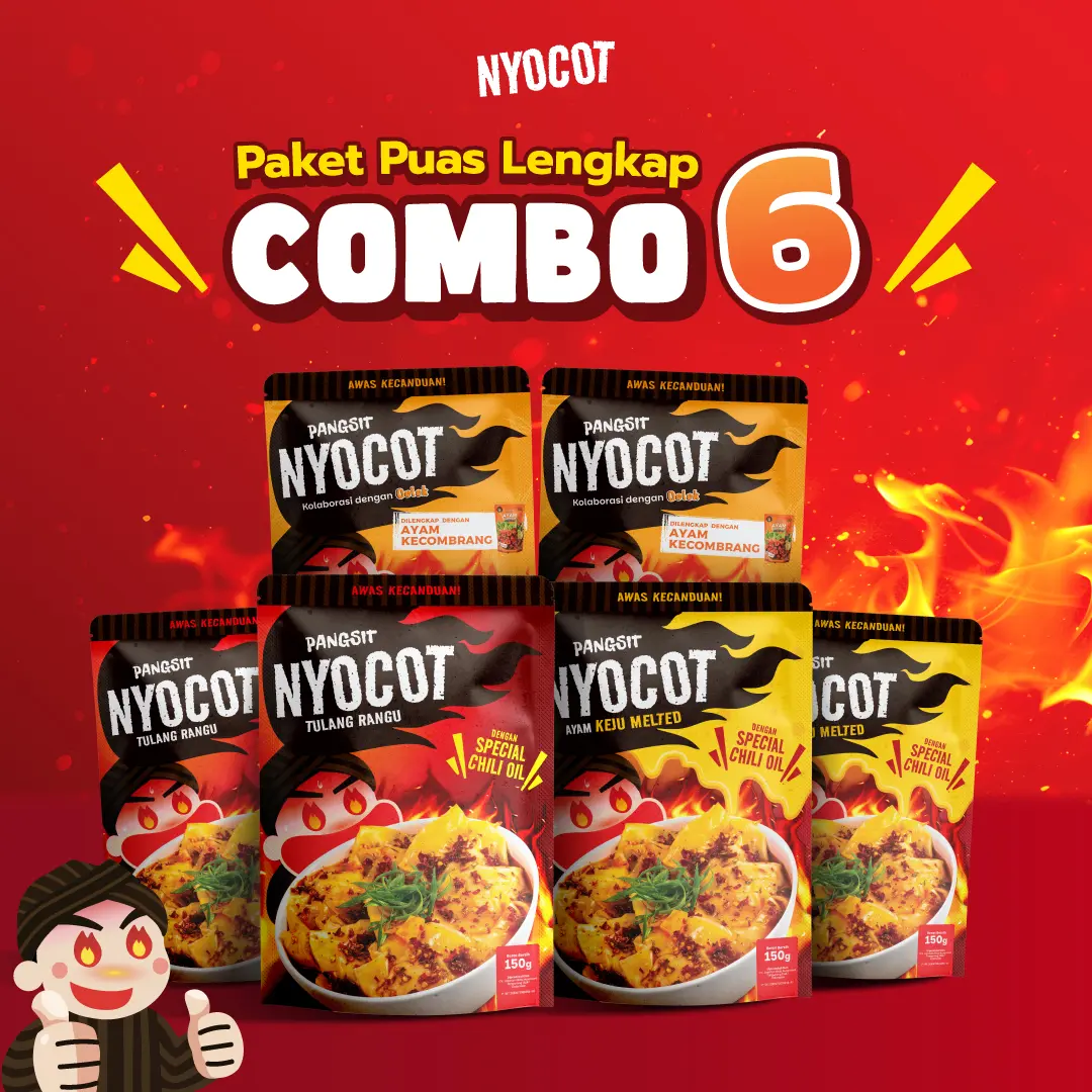 [Dapat 6 Pcs] NYOCOT Paket Hemat Combo 6 Pangsit Tulang Rangu / Pangsit Ayam Keju Lumer Meleleh / Pamgsit Ayam Kecombrang / Renyah Gurih / Cocok untuk Ngemil / Cemilan Pangsit Chili Oil / Makanan Instant