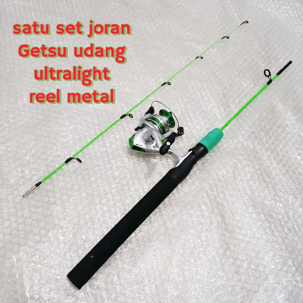 set Joran Fiber Solid Ultralight getsu 120cm/150cm + Reel Mini Metal 4kg Drag - Umpan, Laut