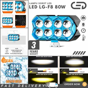 【CED】Lampu Sorot LED 8 Mata LG-F8 | Super Terang 45W - Tahan Air IP67 - Garansi 36 Bulan