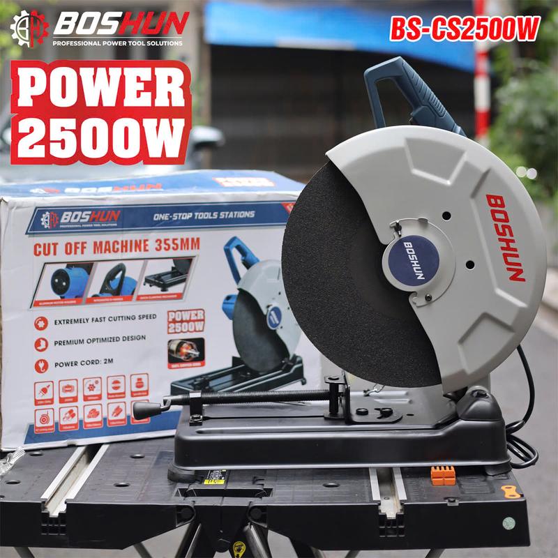 Máy Cắt Sắt Bàn Boshun BS-CS2500W - Công Suất 2500W - Đường Kính Đĩa 355mm - Động Cơ Lõi Đồng - Bảo Hành 6 Tháng - Dây Điện 2M - Chống Trượt - Cắt Sắt Vuông & Hình Chữ Nhật