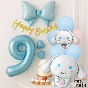 Sanrio [Simple Set] Balon Dekorasi Ultah Cinamonroll My Melody & Kuromi Paket Simpel Set Balon HBD Latin Gold Biru Pink Hitam Pastel Latex Standing 7 in