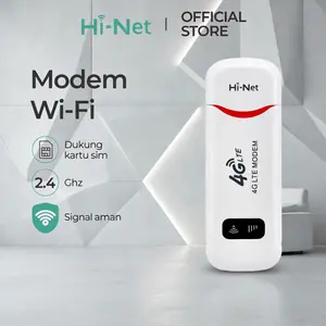 Hi-Net Modem Wifi 4G USB Mifi Putih Dukungan 2G 3G 4G 1800 MHz Speed 500Mbps Plug and Play untuk Semua Operator Windows IEEE802.11b/g/n Band 2.4G