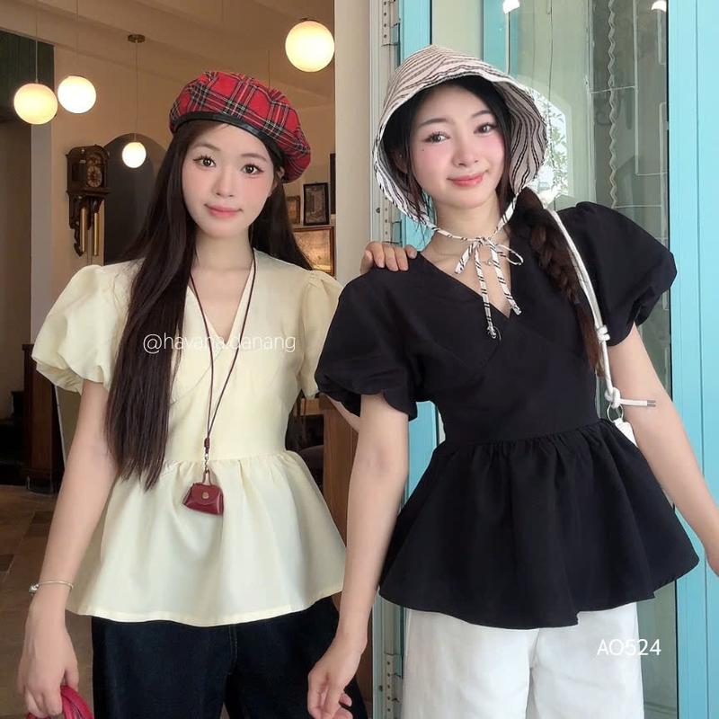 (HAVANA) CÓ BIGSIZE - Áo FIORA tay bồng cổ tim dáng xoè AO524