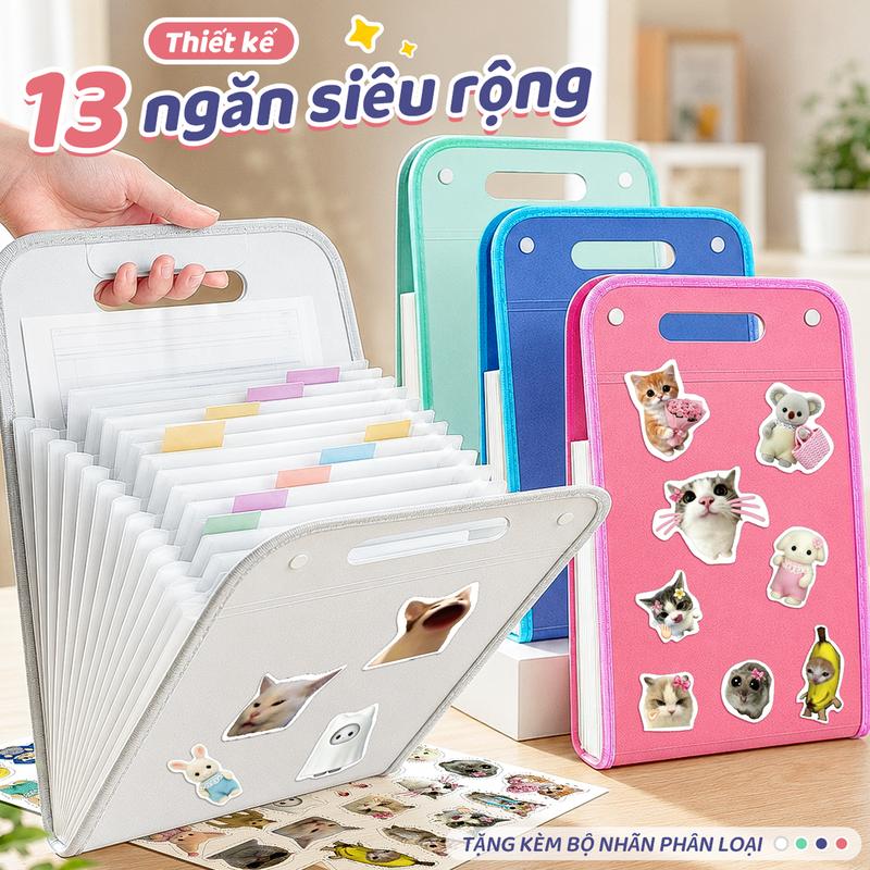 Tệp Hồ Sơ 13 Ngăn M.Y – Nhựa PP Không Thấm Nước, Dung Lượng 260 Tờ Size 24.5x37x3cm