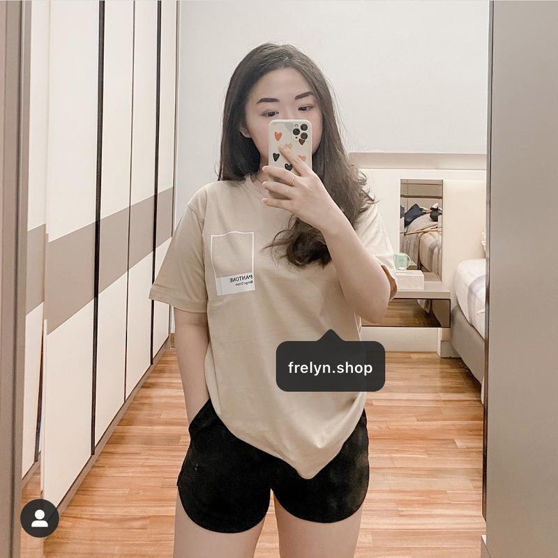 PANTONE TSHIRT l BAJU KAOS TUMBLR TEE KAOS WANITA OVERSIZE PENDEK POLOS COTTON COMBED 30'S CROP KOREA FASHION BLACK HITAM PUTIH WHITE SAGE GREEN BEIGE MOCCA LILAC DUSTY ROSE BLUE PINK 4