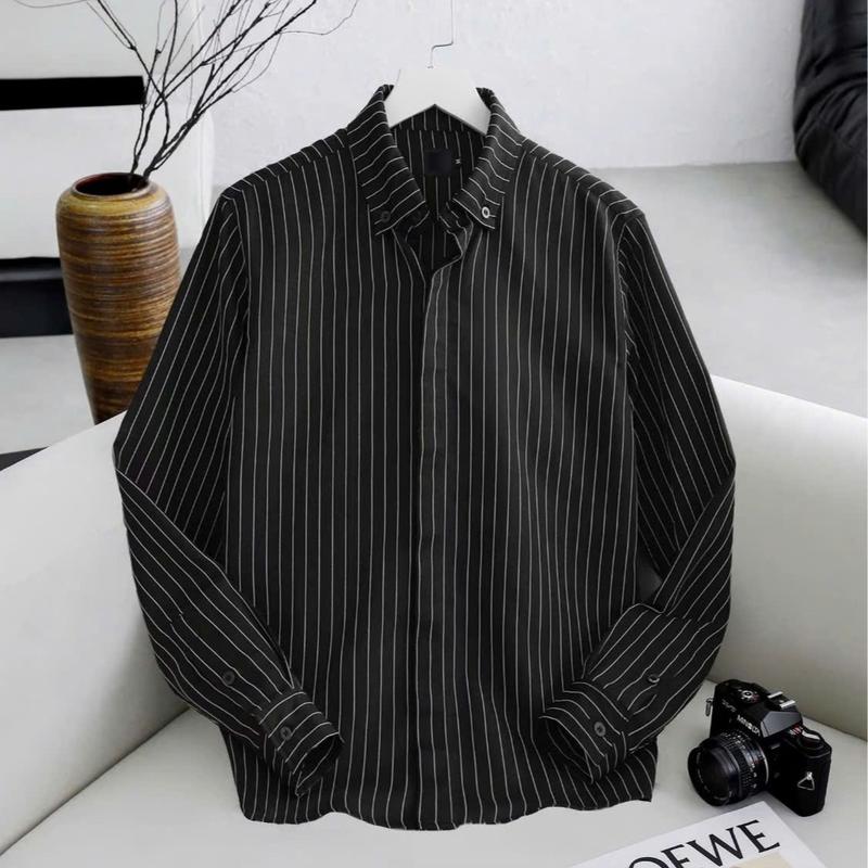ÁO Sơ Mi Nam Kẻ Sọc Dấu Khuy Cao Cấp Phong Cách Hàn Quốc Kiểu Dáng Trẻ Trung Sang Trọng