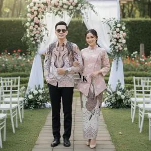 YAYAKEBAYA - Kebaya Couple Janggan Fukuro Jacquard Series Outfit Wisuda Kekinian Kebaya Lamaran Tunangan Set Tunik Batik Baju Couple Kondangan Setelan Terbaru Sarimbit Pesta  Pasangan Keluarga