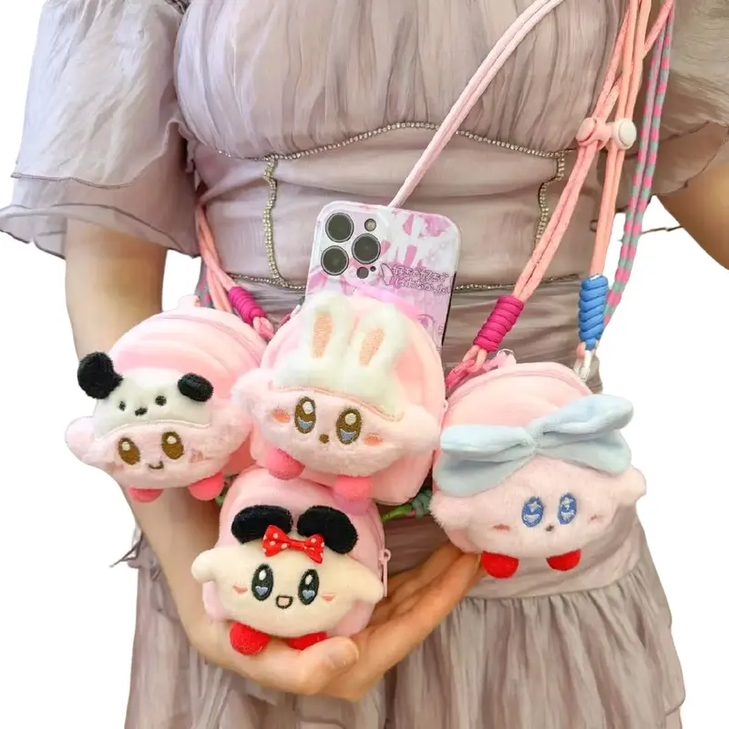 (0031) Gantungan Hp Aestetic lanyard strap mini bag  boneka cute korean  pink Handphone holder Tali soft silicon ungu tua 0