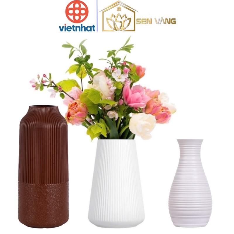Bình cắm hoa nhựa VIỆT NHẬT - Giả gốm cứng trang trí bàn thờ phòng khách - 0091 2 3 4