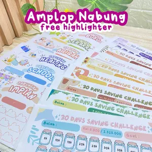 Amplop Nabung Tantangan Menabung Aesthetic (MINIMAL ORDER 5 LEMBAR BOLEH CAMPUR) Amplop Savings Challenge Target Menabung