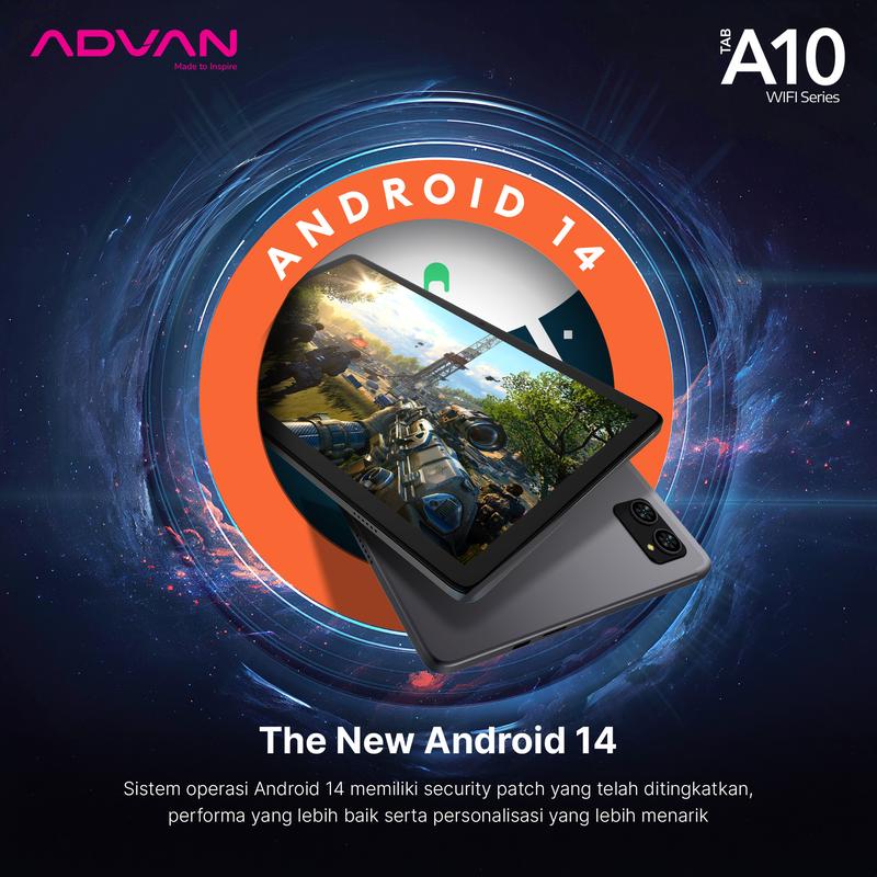 ADVAN TAB A10 Wifi 4GB/64GB 10.1” inch Octa Core IPS Screen Tablet Android 14 5000mAh 8