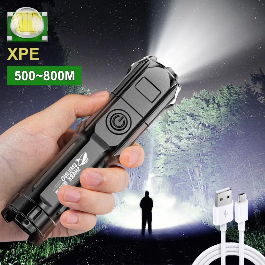 Senter LED Super Terang Jarak Jauh Anti Air Senter LED 90000 Lumens Original USB C Rechargeable Zoom Flashlight with 26650 Baterai