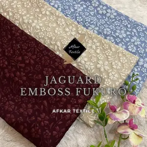 Afkar Textile Kain Jacquard Emboss Fukuro 0.5 Meter Premium Quality Motif Variatif & Tekstur Lembut untuk Pakaian Formal dan Mewah