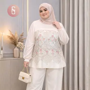 Myshawl Melly Motif 3 Baju Atasan Jumbo Brukat tille Motif Kasual Kondangan Wisuda Kekinian Big Size Brukat Bunga Jumbo Wanita Kancing Panjang