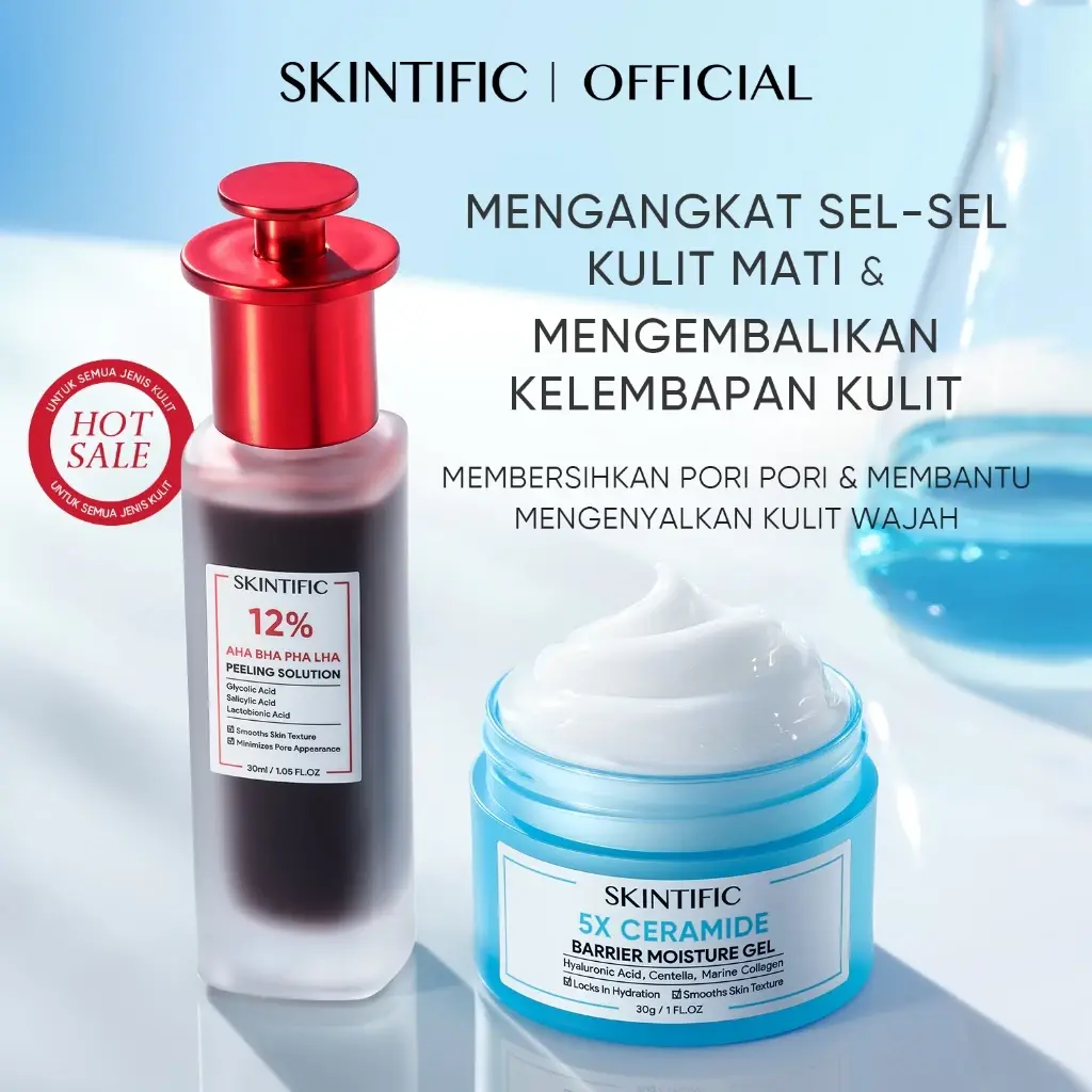 [Fast Shipping] SKINTIFIC - 2pcs Paket-Skincare Set|Acid Peeling Solution Serum 30ml + 5X Ceramide Barrier Moisturizer Gel