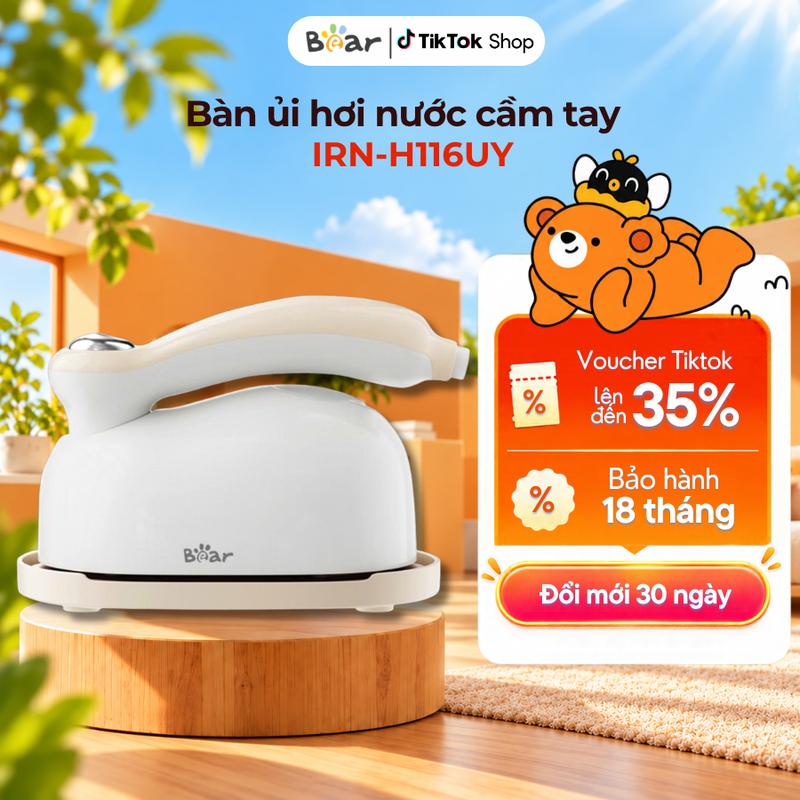 Bàn Là Hơi Nước Mini BEAR IRN-H116UY, Công Suất 1100W, Ủi 2 Chế Độ Nhiệt - Hơi Nước, Thiết Kế Tiện Lợi Nhỏ Gọn - Phù Hợp Mang Theo/ Đi Du Lịch/ Đi Chơi, Bảo Hành 18 Tháng
