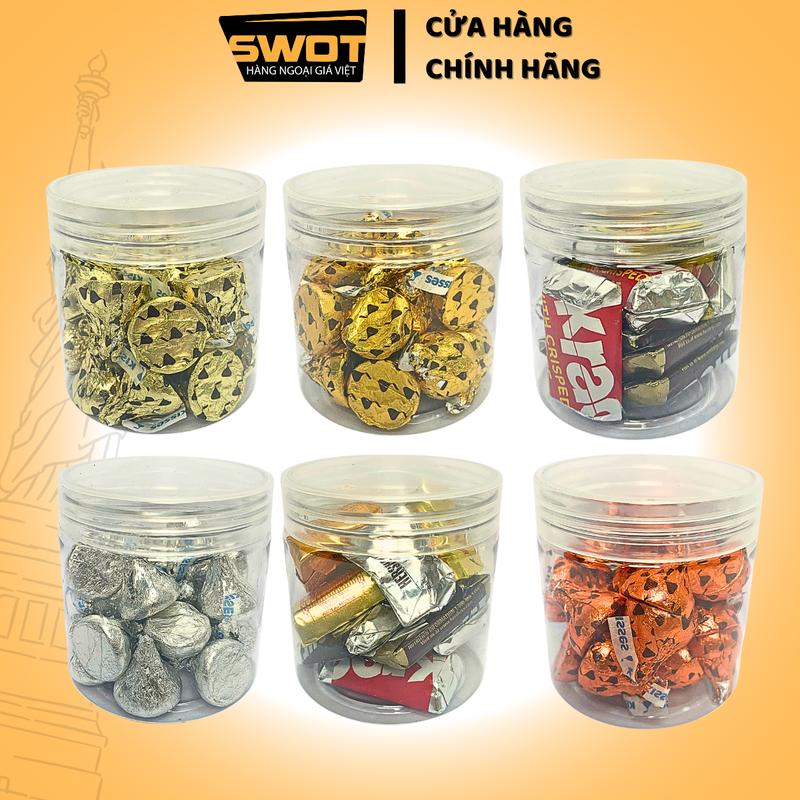 [HÀNG BAO ĐỔI TRẢ] 100g Socola Nhiều Vị Kisses mix & Hershey's Mỹ đóng hộp + đá khô vị thơm ngon, Chocolate milk giấy bạc nguyên chất, vị đắng vừa, Ăn Vặt không ngọt gắt, sôcôla chính hãng Hershey Mỹ Snack Food Thức Ăn - SWOT