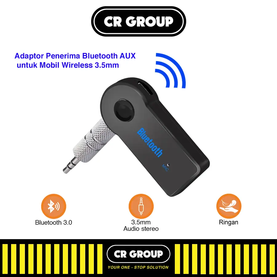CRGROUP Penerima Sinyal Bluetooth Audio - AUX Bluetooh Receiver Jack 3.5mm - Car Bluetooth Receiver V3.0