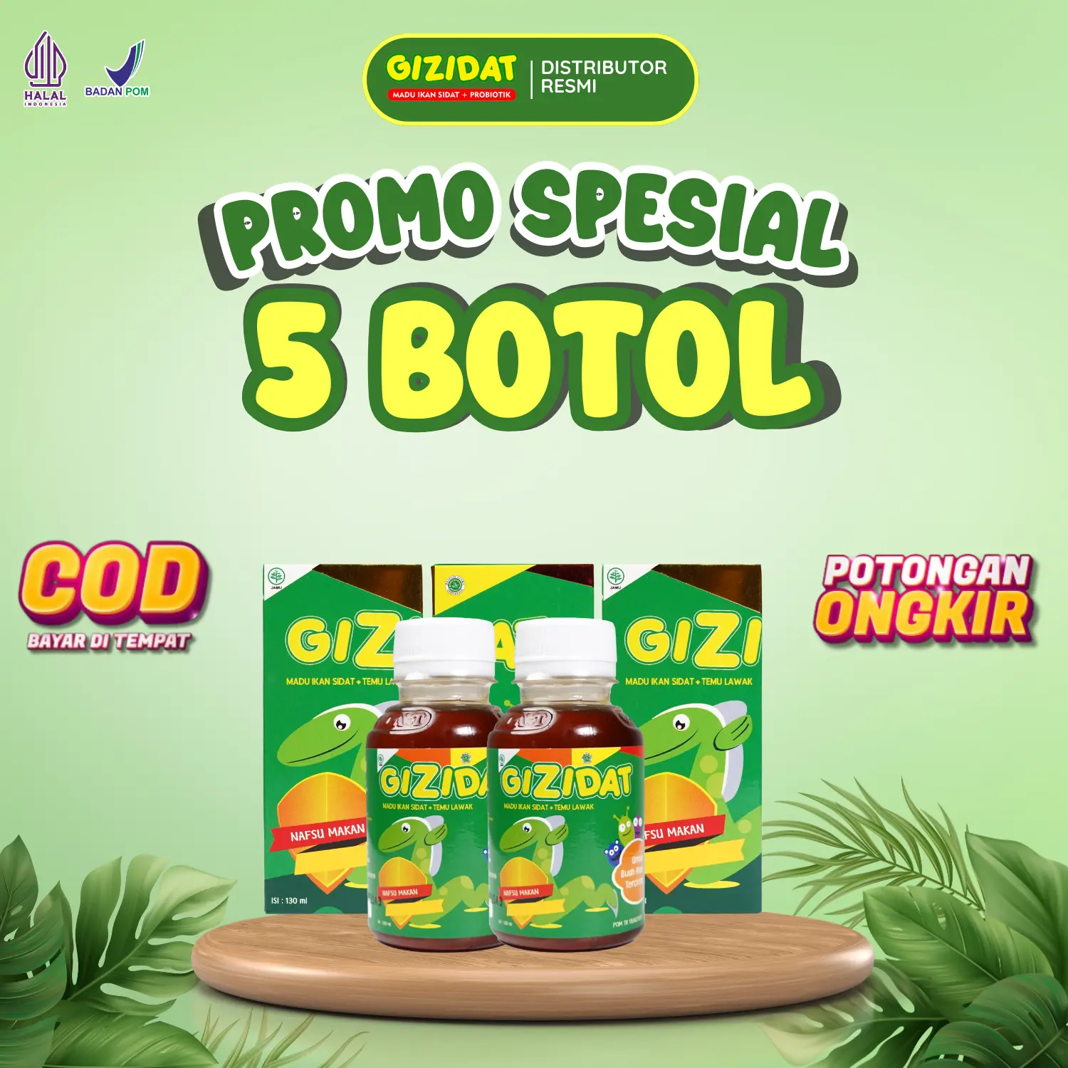 Madu Multivitamin Anak Gizidat - PAKET 5 BOTOL GIZIDAT - HALAL & BPOM