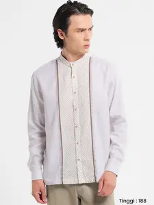 MANZONE - Kemeja Koko Lengan Panjang Pria Asad Comfort Fit - White