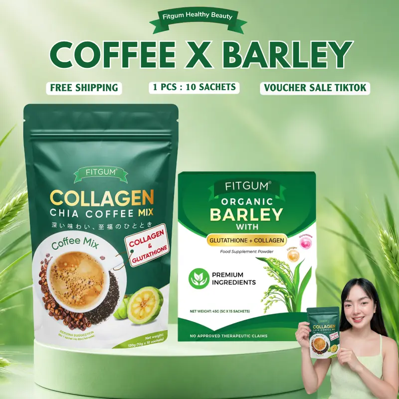 [Recommend by Rosmartan] FITGUM Barley Powder Organic Glutathione Collagen Whitening Skin For Beauty 1 BOX BARLEY