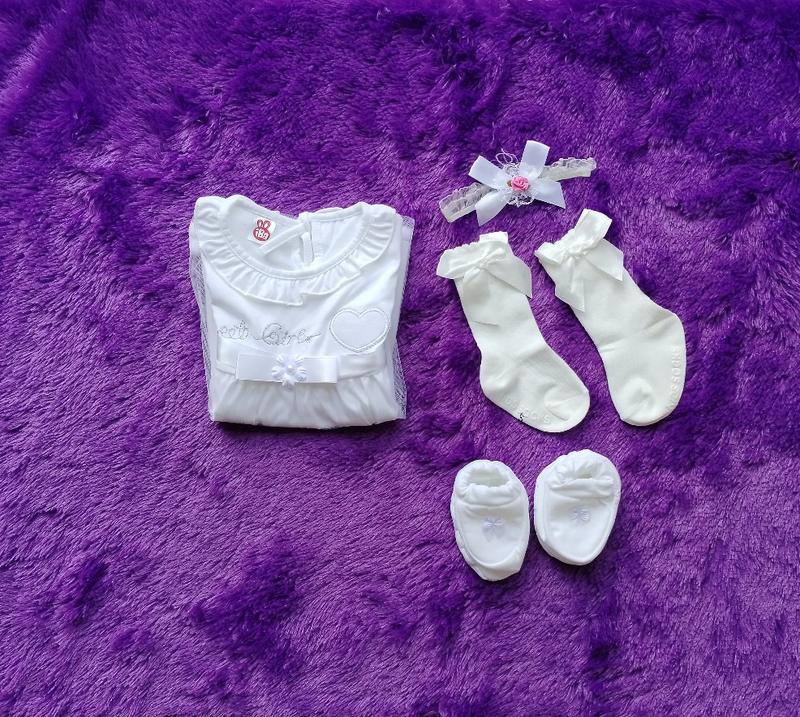 Product Introduction of Baju Bayi Perempuan 0-12 Bulan/Dress Bayi Putih/Dress baby 1 Set/Dress+Bandana+Sepatu/Gaun Bayi Viral /Dress Bayi korea/kado bayi nb / Fashion baby/ Parsel/PURPLE BABY 10