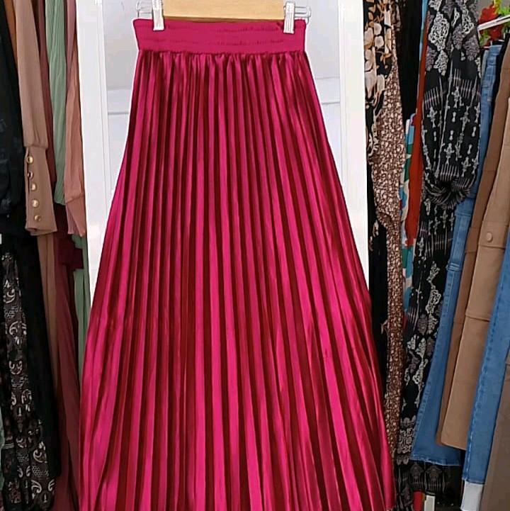 Rok plisket beludru kakya wanita moden dan kekinian free size quality premium Panjang 90cm 3