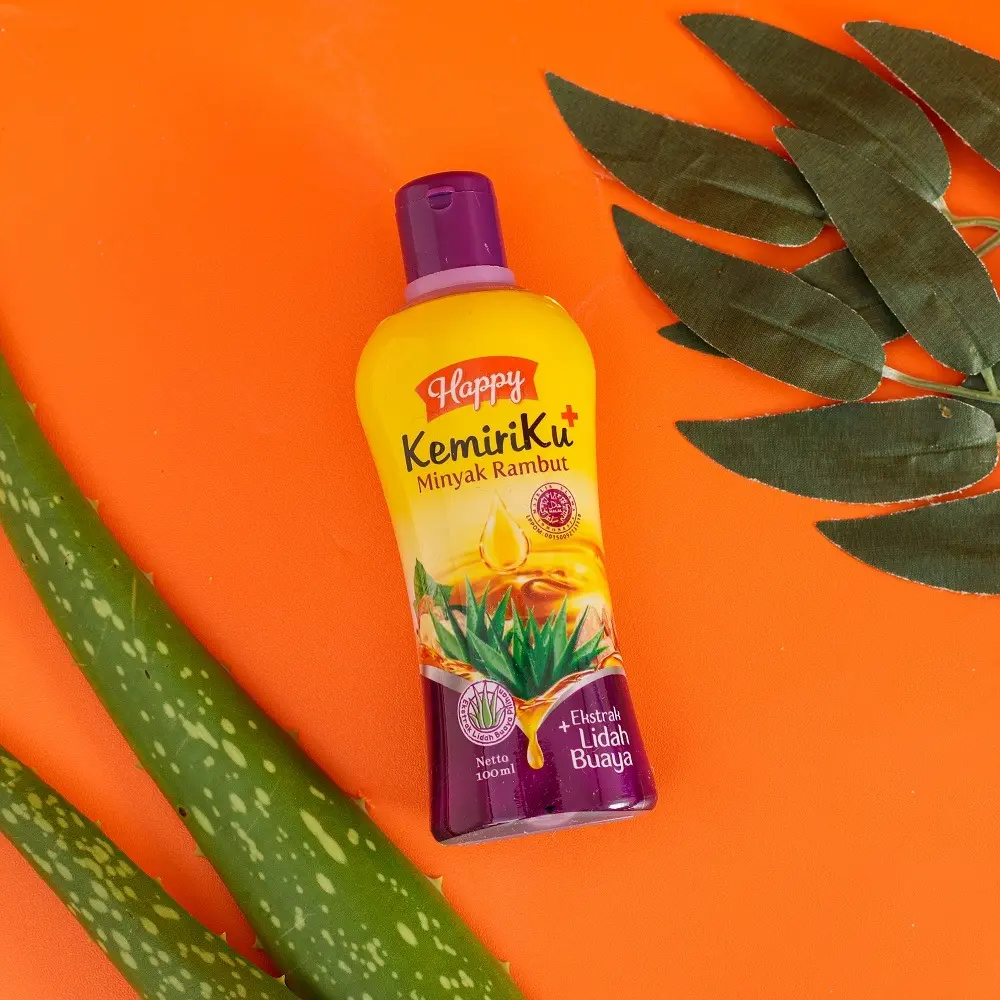 Happy Minyak Kemiriku Ekstrak Lidah Buaya 100ml isi 1pcs - Minyak Rambut /Membantu melebatkan/ Menghaluskan / Mengurangi Kerontokan Menghitamkan Perawatan Haircare Vitamin