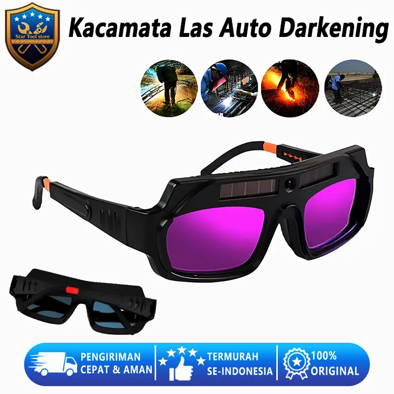 Kacamata Las Otomatis Anti Silau Total Ideal untuk Tukang Las Pemula dan Profesional Auto Darkening