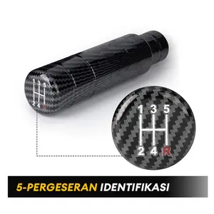 GWEINid-COD 13cm Kepala Tuas Persneling Paduan Aluminium (Modifikasi Motif Karbon) untuk Transmisi Otomatis Adaptor Car Gear Motorcycle