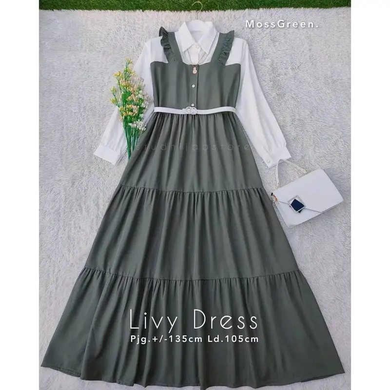 Baju Gamis Wanita Terbaru Livy Dress Gamis Remaja Kekinian Korean Style Busui FREE BELT FRZ Dewasa Muslim gamis  resleting elegan ⁠chocomilk gam is polos Crepe Kondangan Lebaran Pesta 1
