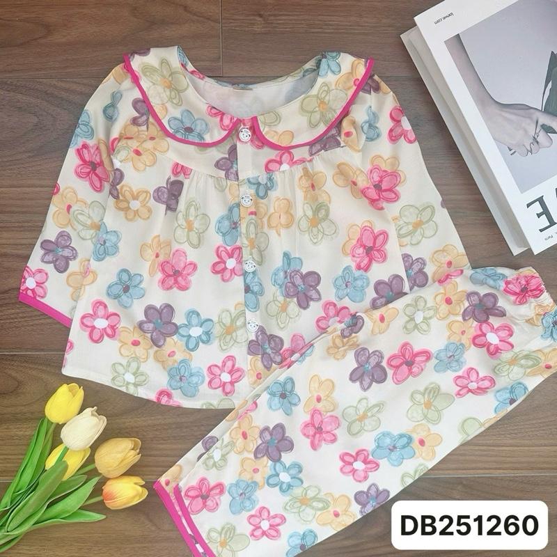 DB251260 Bộ tole dài cho bé gái 10kg-68kg cổ sen tay dài quần dài với chất liệu tole lanh loại 1 mềm mát. MinMin Baby