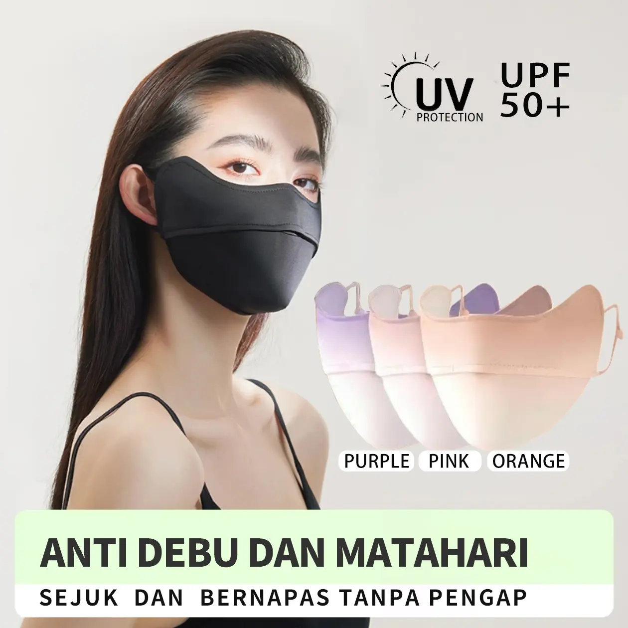 Summer Mask Masker Anti debu Pelindung dari Paparan Sinar Ultraviolet UV UPF50 High Quality Mask Multi-fungsi Face Mask UV Protection Ringan Lembut Breathable Warna Gradasi Perona Pipi Kain dingin Tidak Berbau Tidak Merusak Riasan Efek 3 dimensi