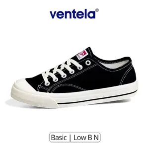 Ventela Basic Low Black Natural Original - Sepatu Sneakers Casual Pria Wanita Shoes Snekers