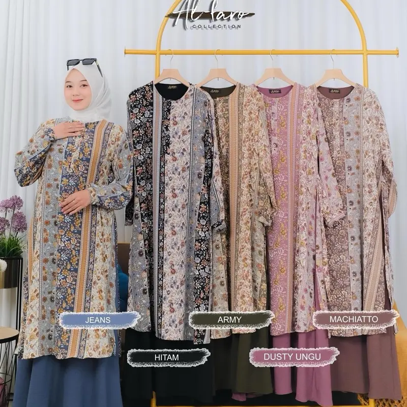 SANDRA DRESS NEW MOTIF ORIGINAL BY ALFARO MATT CRINKLE PREMIUM GAMIS MALAY FASHION WANITA TERBARU TERKINI TERMURAH 2