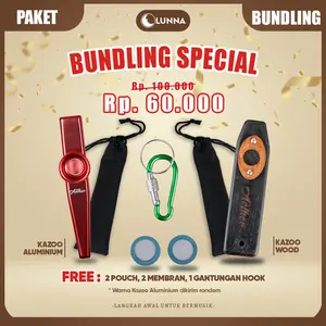 [ BUNDLING SPECIAL ] LUNNA Kazoo Kayu Aether + Kazoo Alumunium Aether | Free Pouch 2pcs - Membran Kazoo 2pcs - Gantungan Hook 1pcs